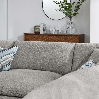 Modway furniture Commix Overstuffed Boucle Fabric Sectional Sofa - Plush Comfort & Modern Design for Cozy Living Spaces - EEI-6365-BLK