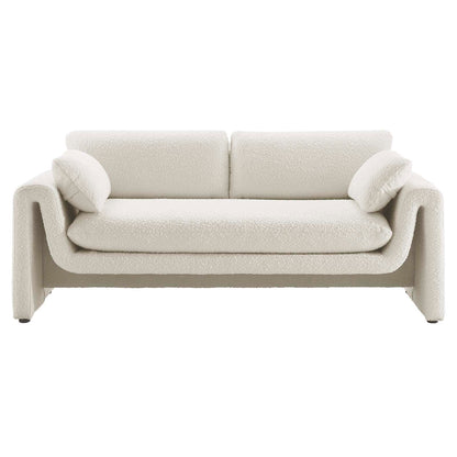 Modway furniture Waverly Boucle Fabric Sofa - Luxurious Modern Design with Removable Cushions & Adjustable Feet - EEI-6381-IVO