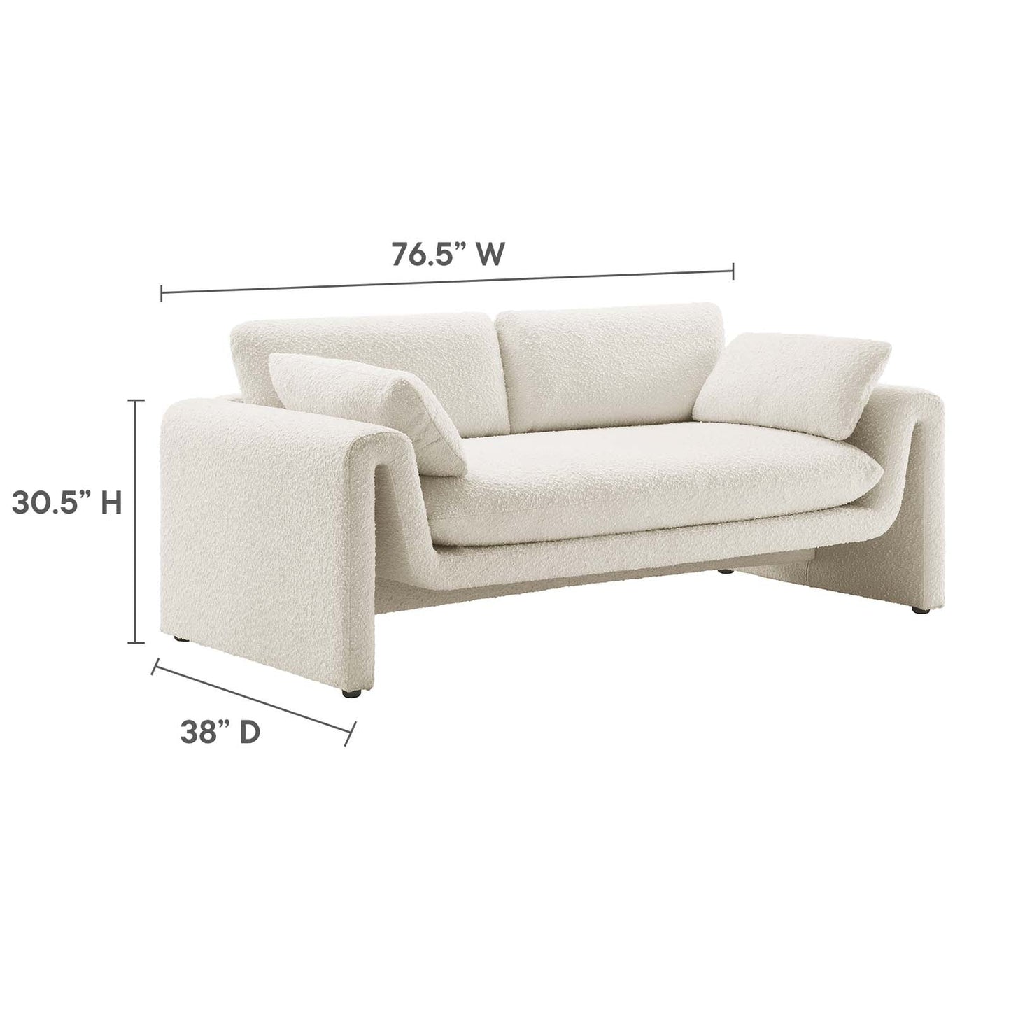 Modway furniture Waverly Boucle Fabric Sofa - Luxurious Modern Design with Removable Cushions & Adjustable Feet - EEI-6381-IVO