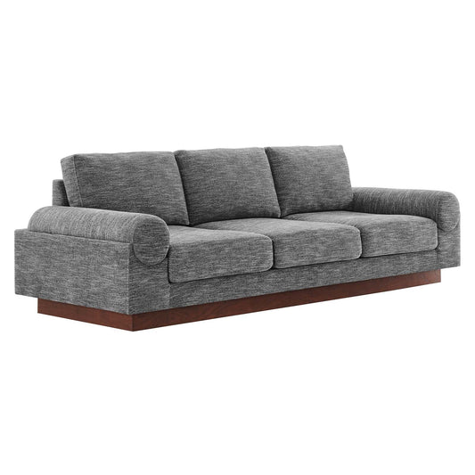 Modway furniture Oasis Upholstered Fabric Sofa - Modern Luxury Couch with Cozy Bolster Armrests & Stain Resistance - EEI-6401-GRY