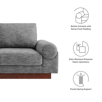Modway furniture Oasis Upholstered Fabric Sofa - Modern Luxury Couch with Cozy Bolster Armrests & Stain Resistance - EEI-6401-GRY