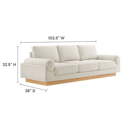 Modway furniture Oasis Upholstered Fabric Sofa - Modern Luxury Couch with Cozy Bolster Armrests & Stain Resistance - EEI-6401-GRY