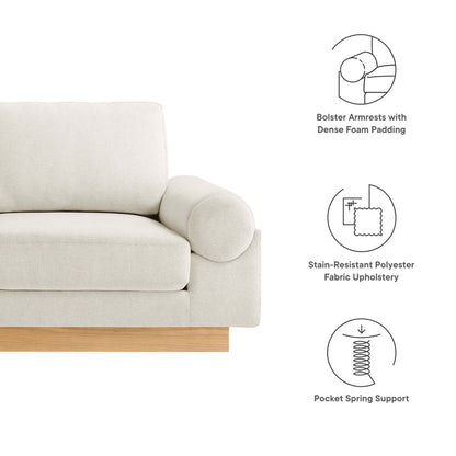Modway furniture Oasis Upholstered Fabric Sofa - Modern Luxury Couch with Cozy Bolster Armrests & Stain Resistance - EEI-6401-GRY