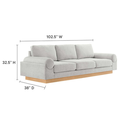 Modway furniture Oasis Upholstered Fabric Sofa - Modern Luxury Couch with Cozy Bolster Armrests & Stain Resistance - EEI-6401-GRY