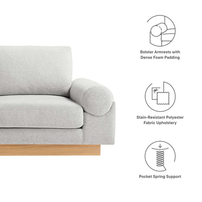 Modway furniture Oasis Upholstered Fabric Sofa - Modern Luxury Couch with Cozy Bolster Armrests & Stain Resistance - EEI-6401-GRY