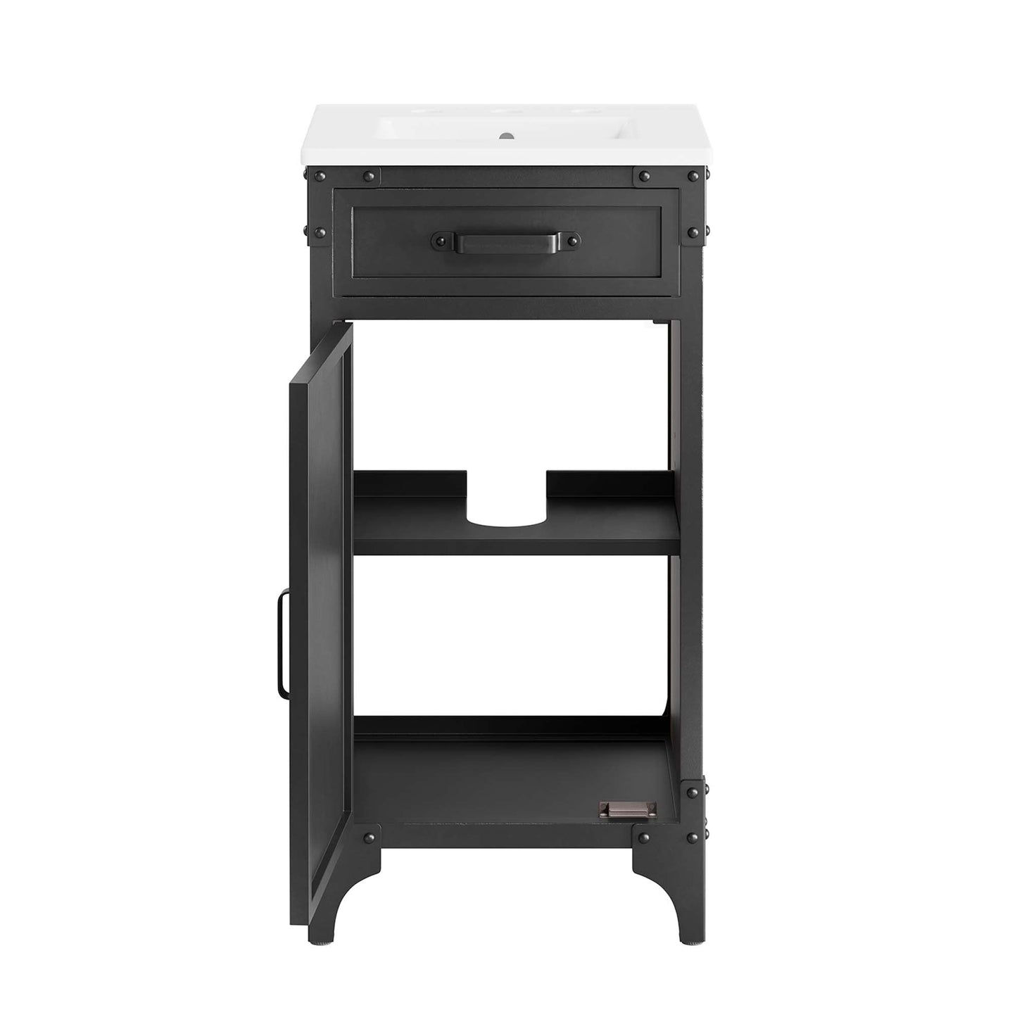 Modway furniture Steamforge Bathroom Vanity Basin Included - EEI-6413-WHI-BLK