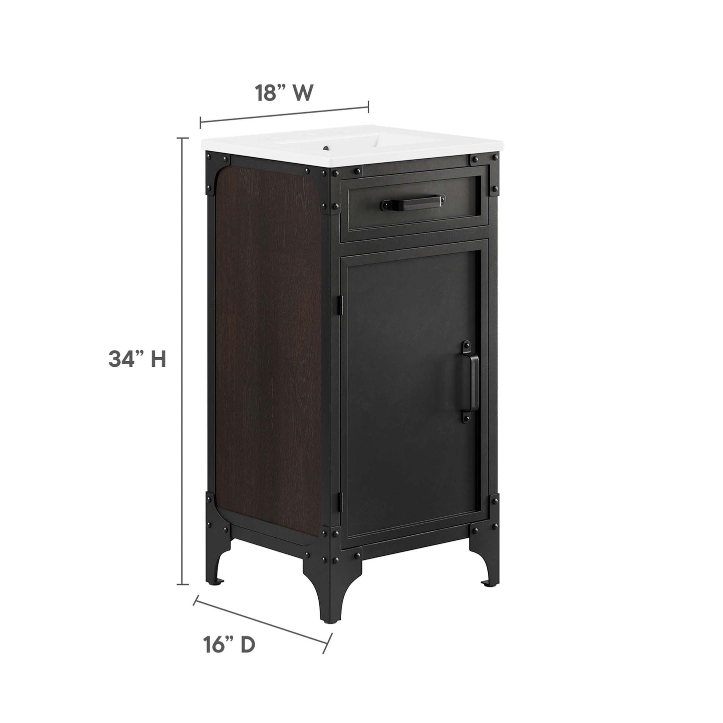 Modway furniture Steamforge Bathroom Vanity Basin Included - EEI-6413-WHI-BLK