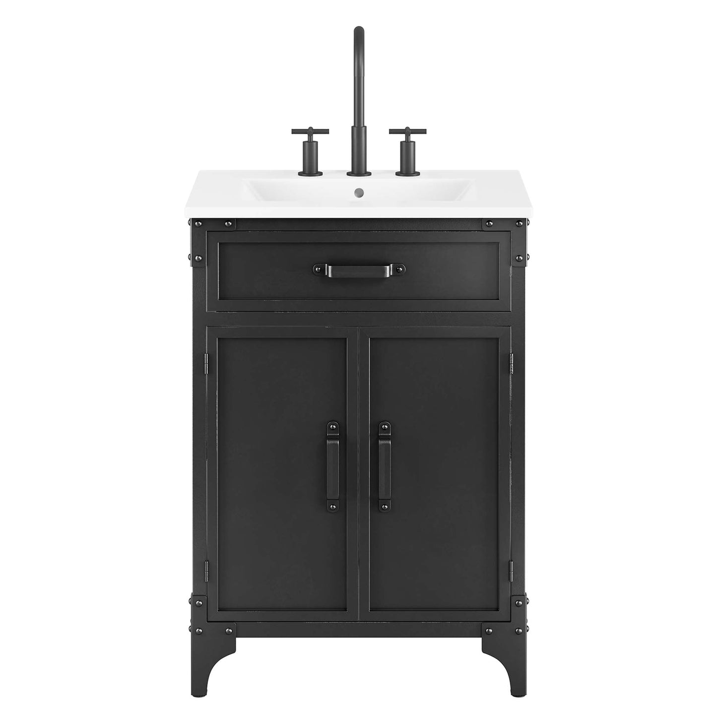 Modway furniture Steamforge Bathroom Vanity Basin Included - EEI-6413-WHI-BLK