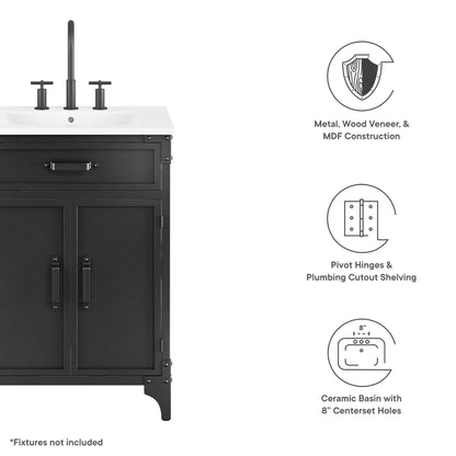 Modway furniture Steamforge Bathroom Vanity Basin Included - EEI-6413-WHI-BLK