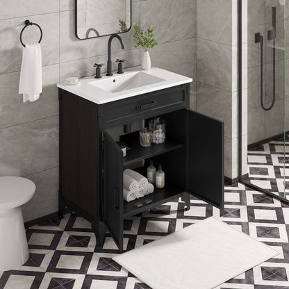 Modway furniture Steamforge Bathroom Vanity Basin Included - EEI-6413-WHI-BLK