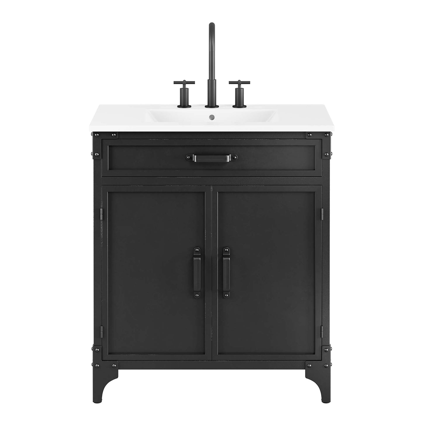 Modway furniture Steamforge Bathroom Vanity Basin Included - EEI-6413-WHI-BLK