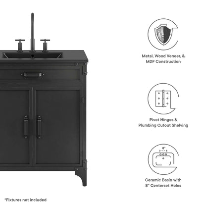 Modway furniture Steamforge Bathroom Vanity Basin Included - EEI-6413-WHI-BLK