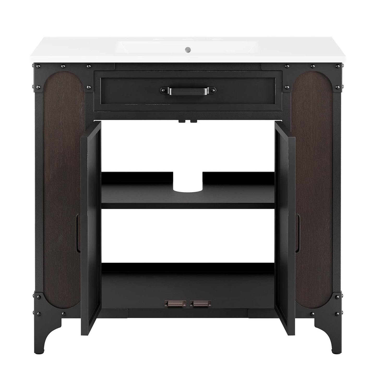 Modway furniture Steamforge Bathroom Vanity Basin Included - EEI-6413-WHI-BLK