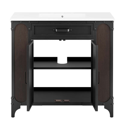 Modway furniture Steamforge Bathroom Vanity Basin Included - EEI-6413-WHI-BLK