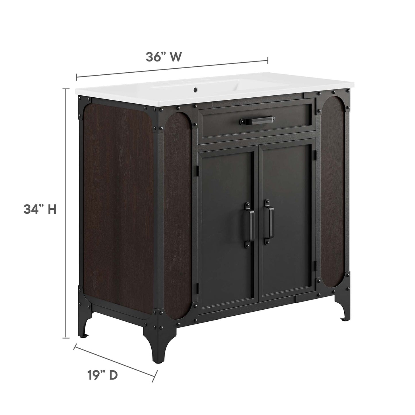 Modway furniture Steamforge Bathroom Vanity Basin Included - EEI-6413-WHI-BLK