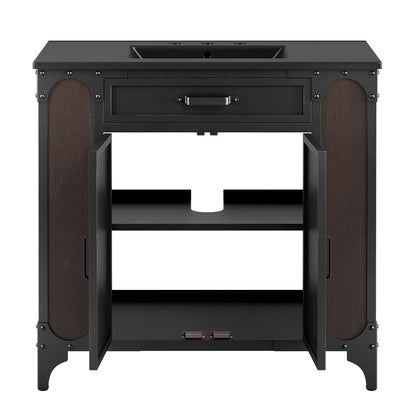Modway furniture Steamforge Bathroom Vanity Basin Included - EEI-6413-WHI-BLK