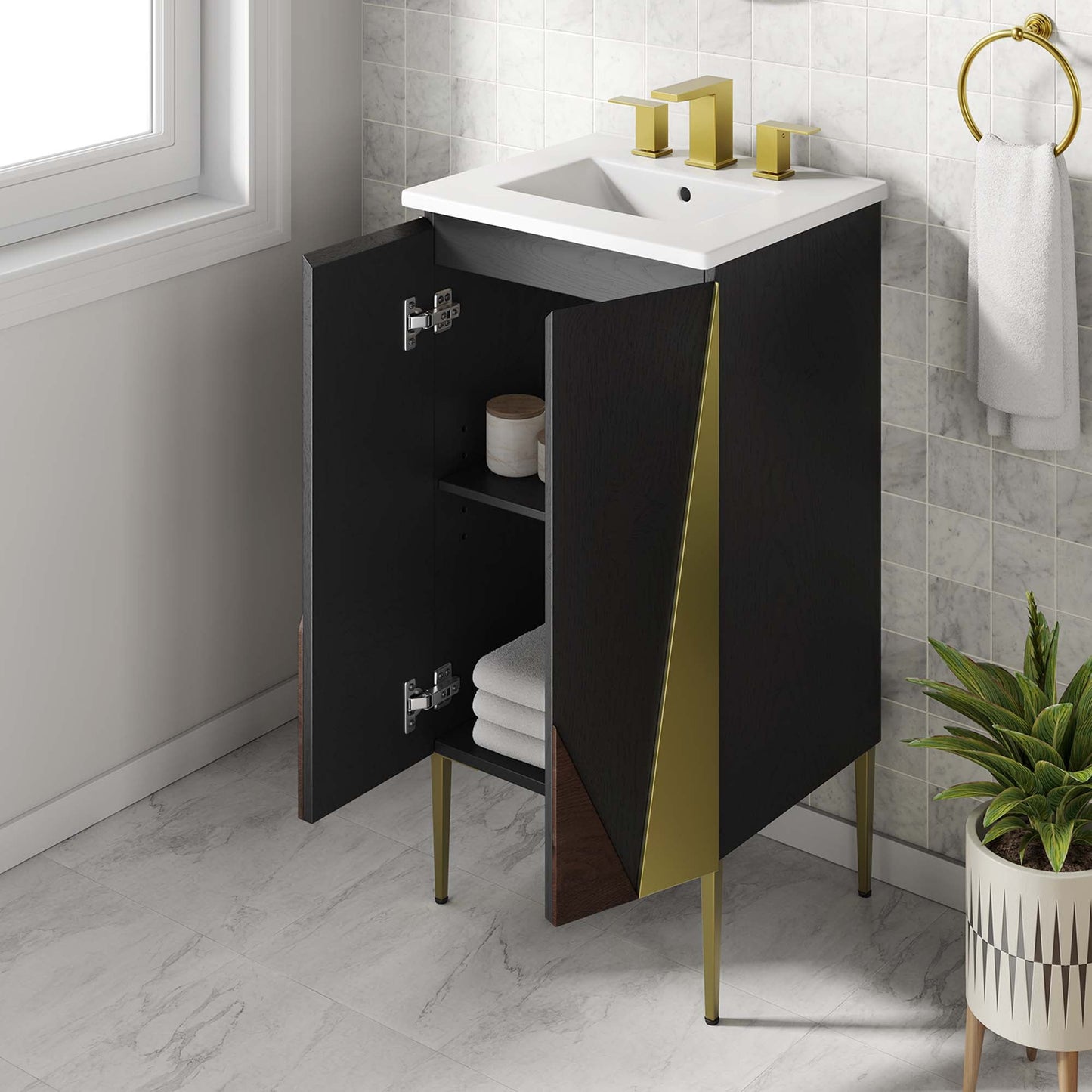 Modway furniture Alchemist Bathroom Vanity Basin Included - EEI-6458-WHI-BLK