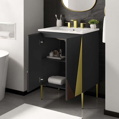 Modway furniture Alchemist Bathroom Vanity Basin Included - EEI-6458-WHI-BLK