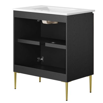 Modway furniture Alchemist Bathroom Vanity Basin Included - EEI-6458-WHI-BLK