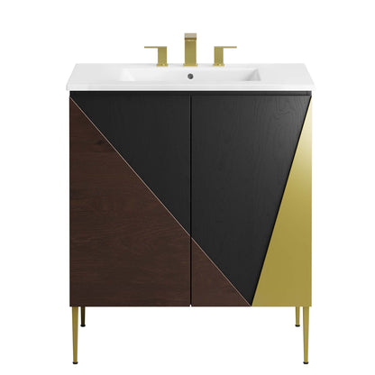 Modway furniture Alchemist Bathroom Vanity Basin Included - EEI-6458-WHI-BLK