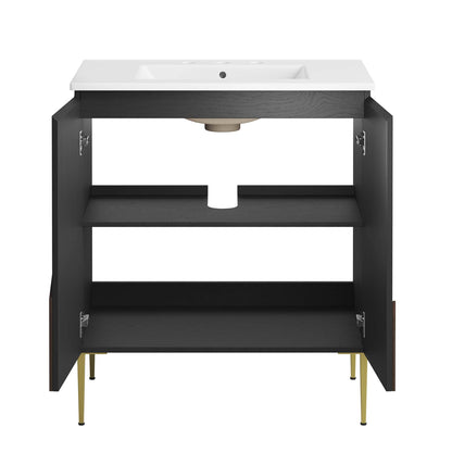 Modway furniture Alchemist Bathroom Vanity Basin Included - EEI-6458-WHI-BLK