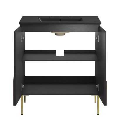 Modway furniture Alchemist Bathroom Vanity Basin Included - EEI-6458-WHI-BLK