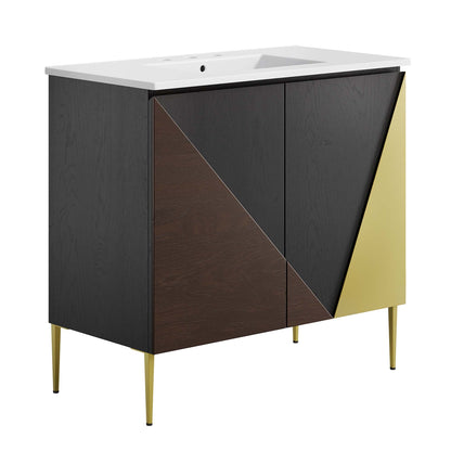 Modway furniture Alchemist Bathroom Vanity Basin Included - EEI-6458-WHI-BLK
