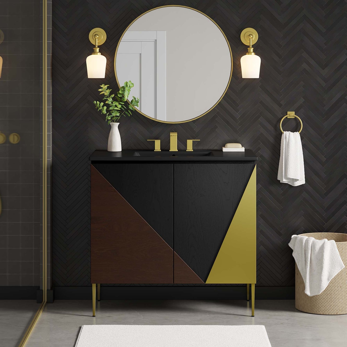 Modway furniture Alchemist Bathroom Vanity Basin Included - EEI-6458-WHI-BLK