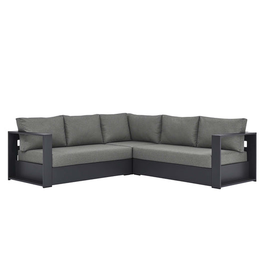 Modway Furniture Tahoe 3-Piece Outdoor Patio Powder-Coated Aluminum Sectional Sofa Set by Modway - EEI-6668-GRY-CHA