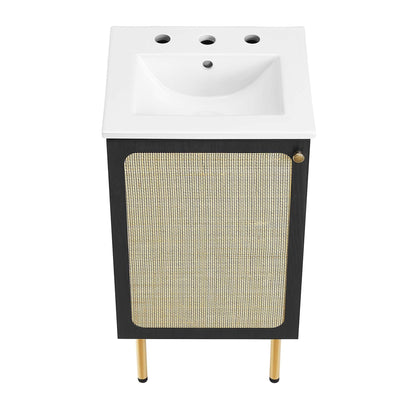Modway furniture Chaucer Bathroom Vanity with White Basin Included - EEI-6693-BLK-WHI