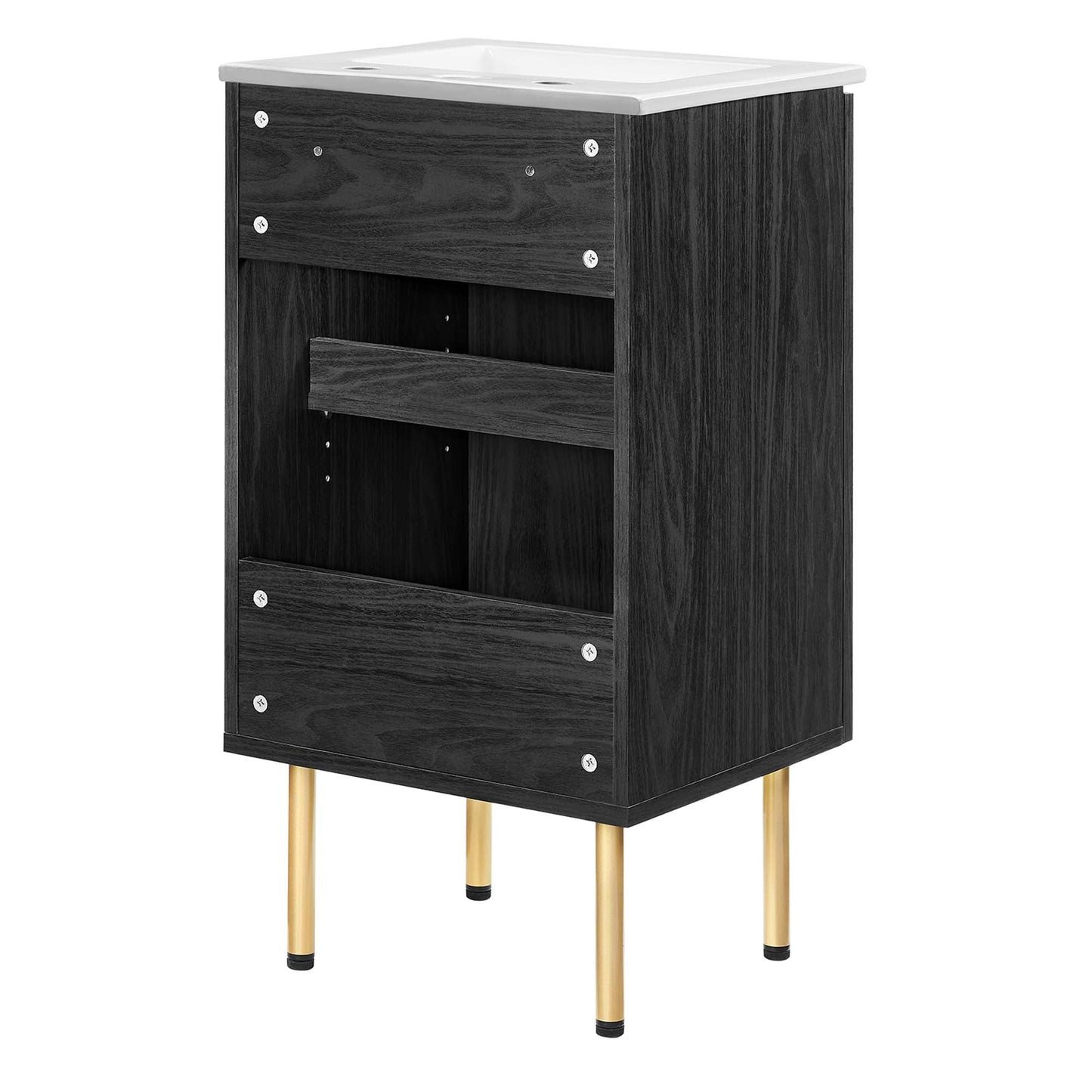 Modway furniture Chaucer Bathroom Vanity with White Basin Included - EEI-6693-BLK-WHI