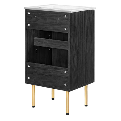 Modway furniture Chaucer Bathroom Vanity with White Basin Included - EEI-6693-BLK-WHI