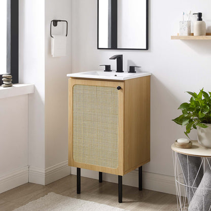Modway furniture Chaucer Bathroom Vanity with White Basin Included - EEI-6693-BLK-WHI