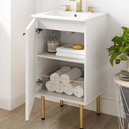 Modway furniture Chaucer Bathroom Vanity with White Basin Included - EEI-6693-BLK-WHI