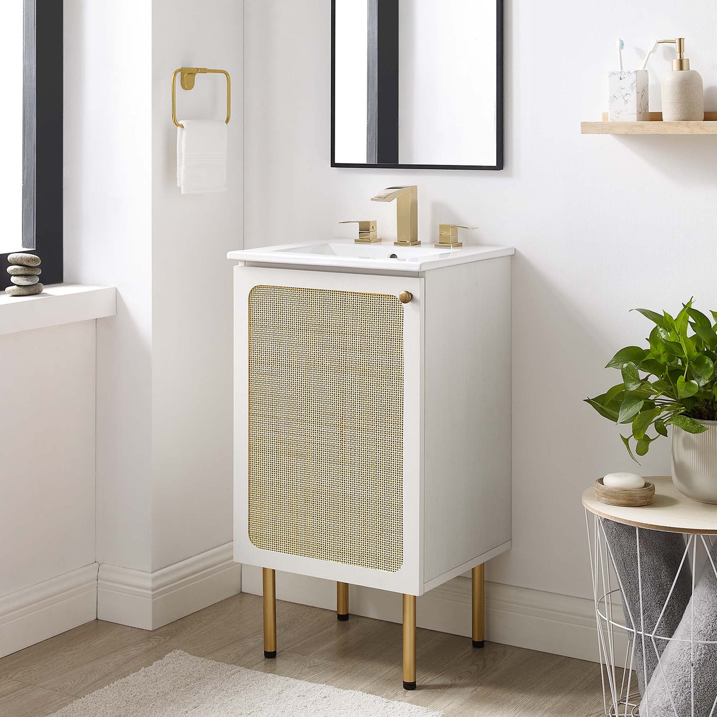 Modway furniture Chaucer Bathroom Vanity with White Basin Included - EEI-6693-BLK-WHI