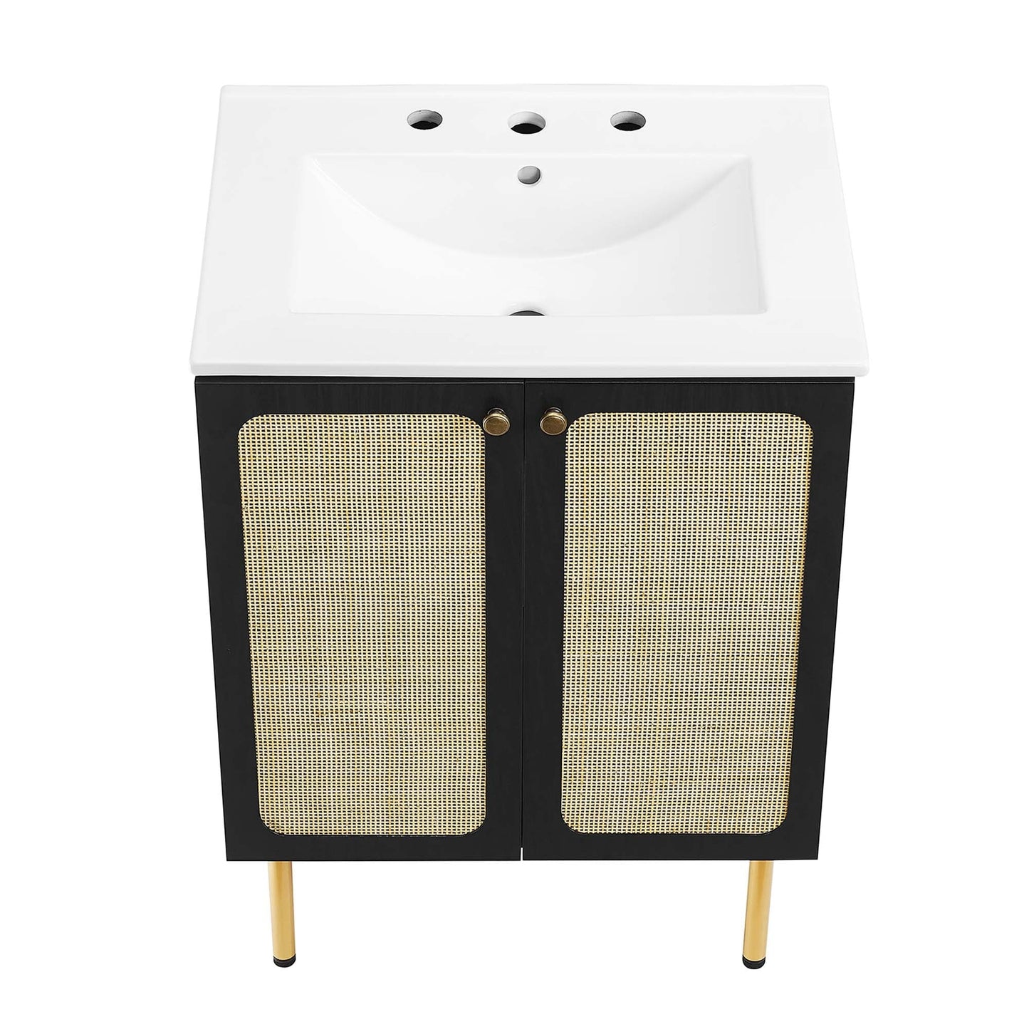 Modway furniture Chaucer Bathroom Vanity with White Basin Included - EEI-6693-BLK-WHI