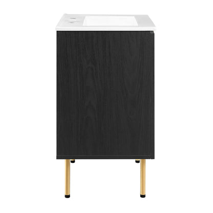 Modway furniture Chaucer Bathroom Vanity with White Basin Included - EEI-6693-BLK-WHI