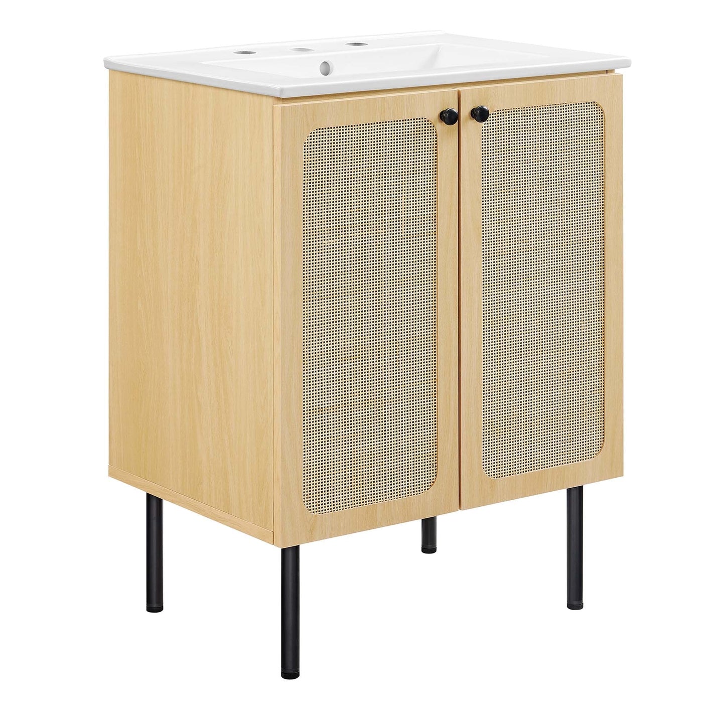 Modway furniture Chaucer Bathroom Vanity with White Basin Included - EEI-6693-BLK-WHI
