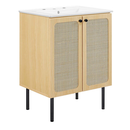 Modway furniture Chaucer Bathroom Vanity with White Basin Included - EEI-6693-BLK-WHI