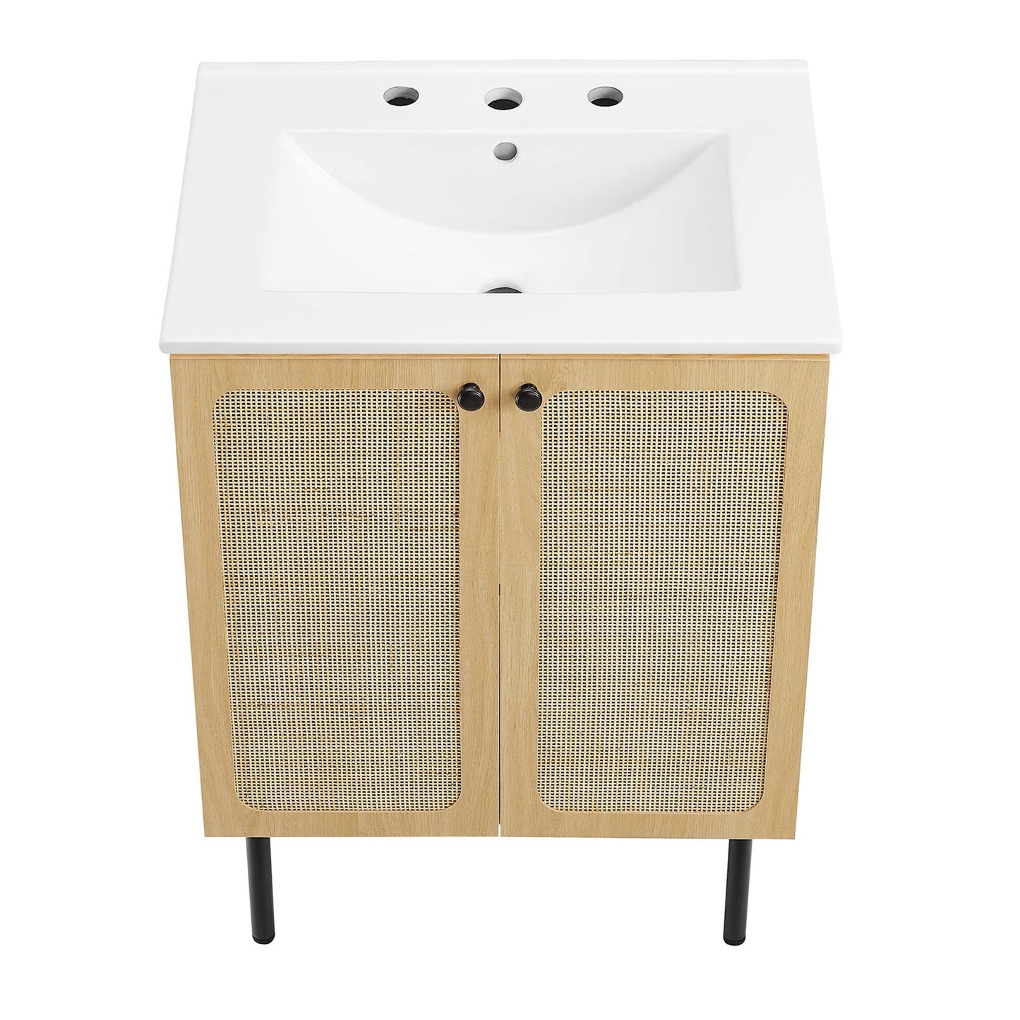 Modway furniture Chaucer Bathroom Vanity with White Basin Included - EEI-6693-BLK-WHI