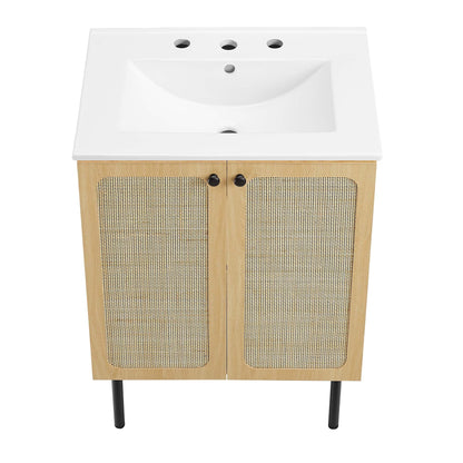 Modway furniture Chaucer Bathroom Vanity with White Basin Included - EEI-6693-BLK-WHI