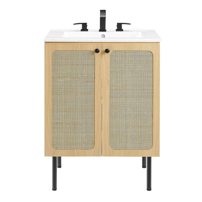 Modway furniture Chaucer Bathroom Vanity with White Basin Included - EEI-6693-BLK-WHI