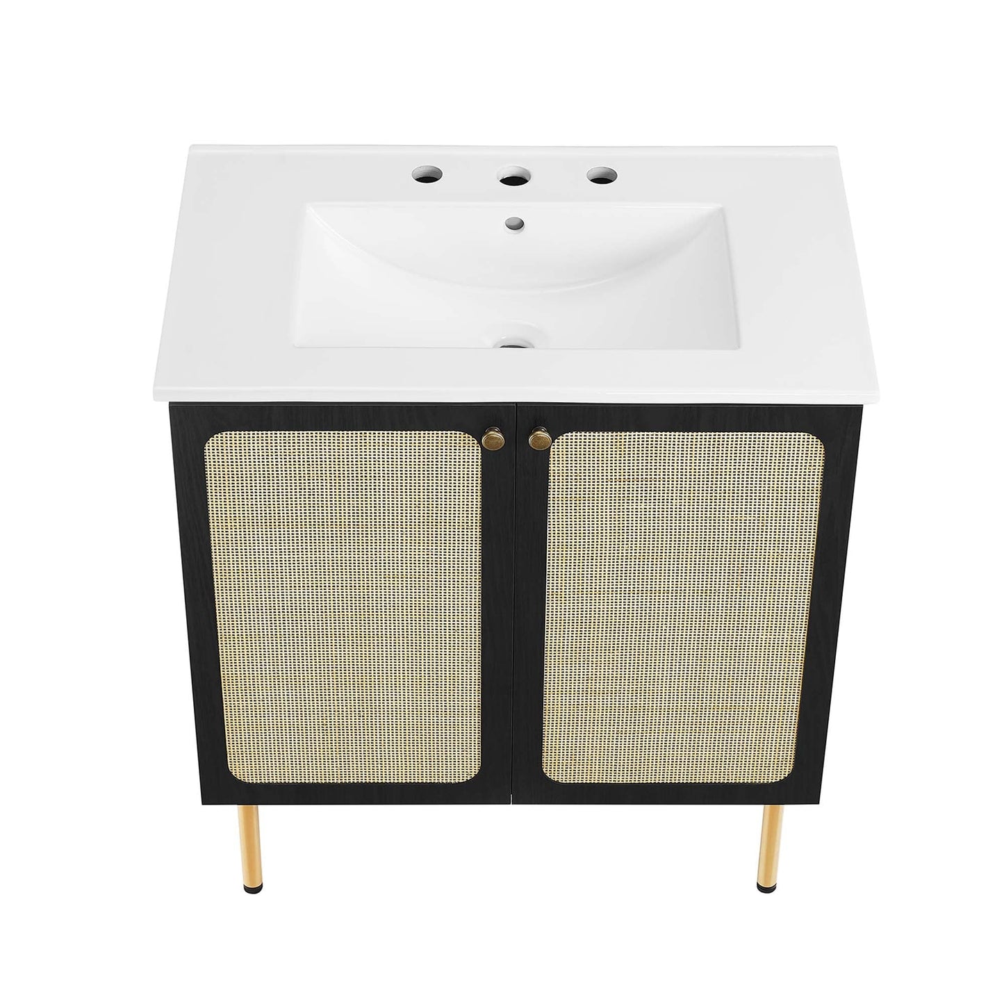 Modway furniture Chaucer Bathroom Vanity with White Basin Included - EEI-6693-BLK-WHI