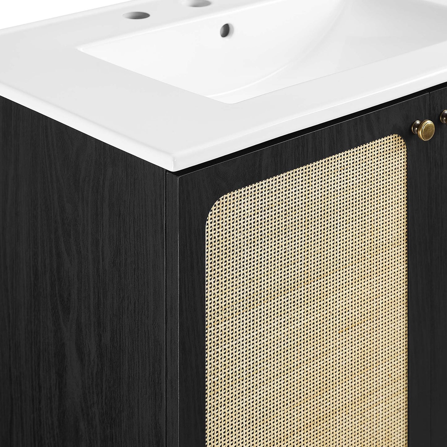 Modway furniture Chaucer Bathroom Vanity with White Basin Included - EEI-6693-BLK-WHI