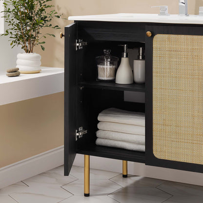 Modway furniture Chaucer Bathroom Vanity with White Basin Included - EEI-6693-BLK-WHI