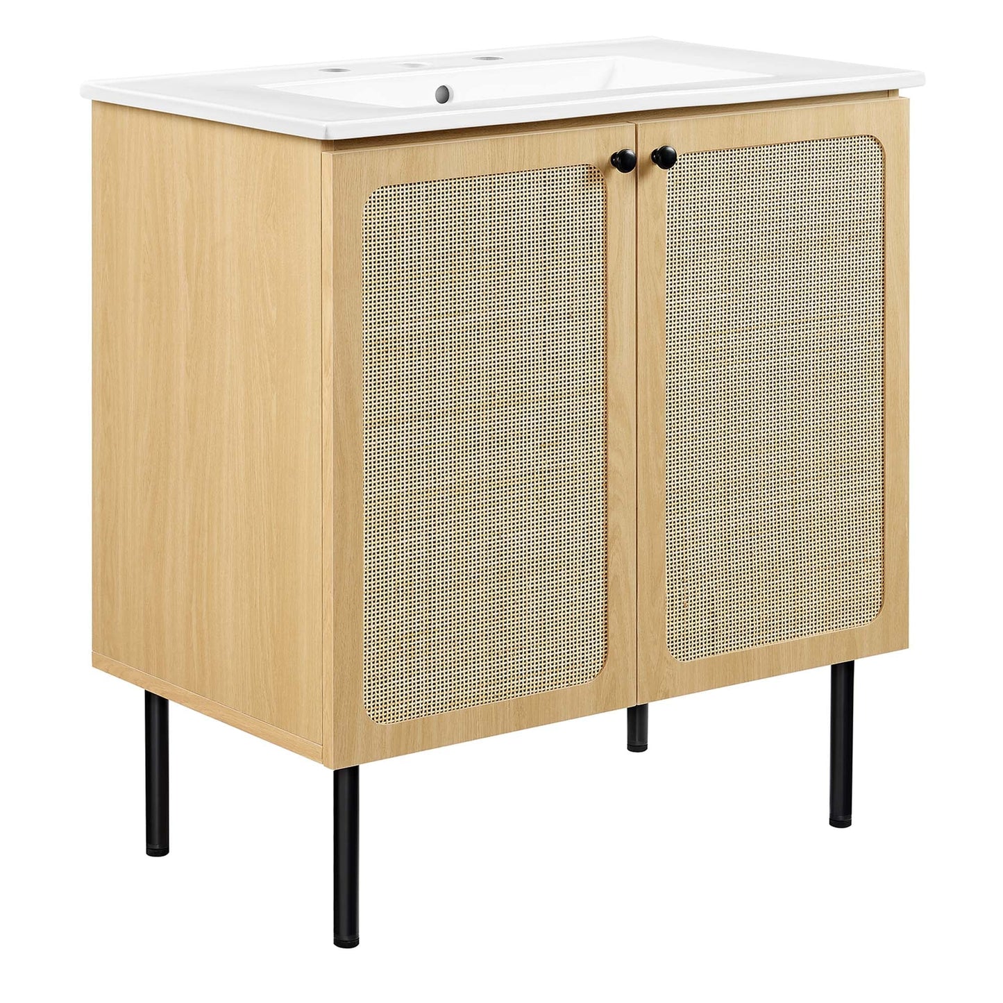Modway furniture Chaucer Bathroom Vanity with White Basin Included - EEI-6693-BLK-WHI