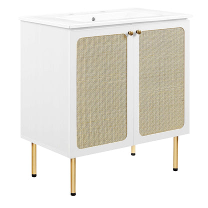 Modway furniture Chaucer Bathroom Vanity with White Basin Included - EEI-6693-BLK-WHI
