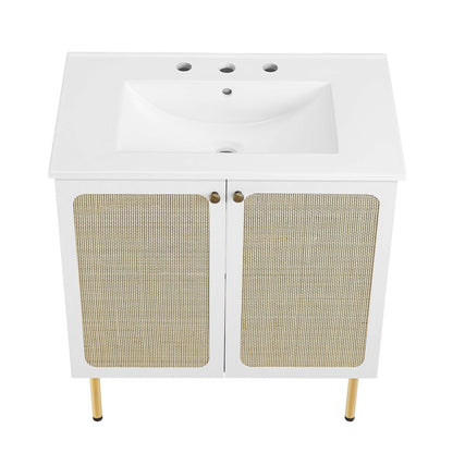 Modway furniture Chaucer Bathroom Vanity with White Basin Included - EEI-6693-BLK-WHI