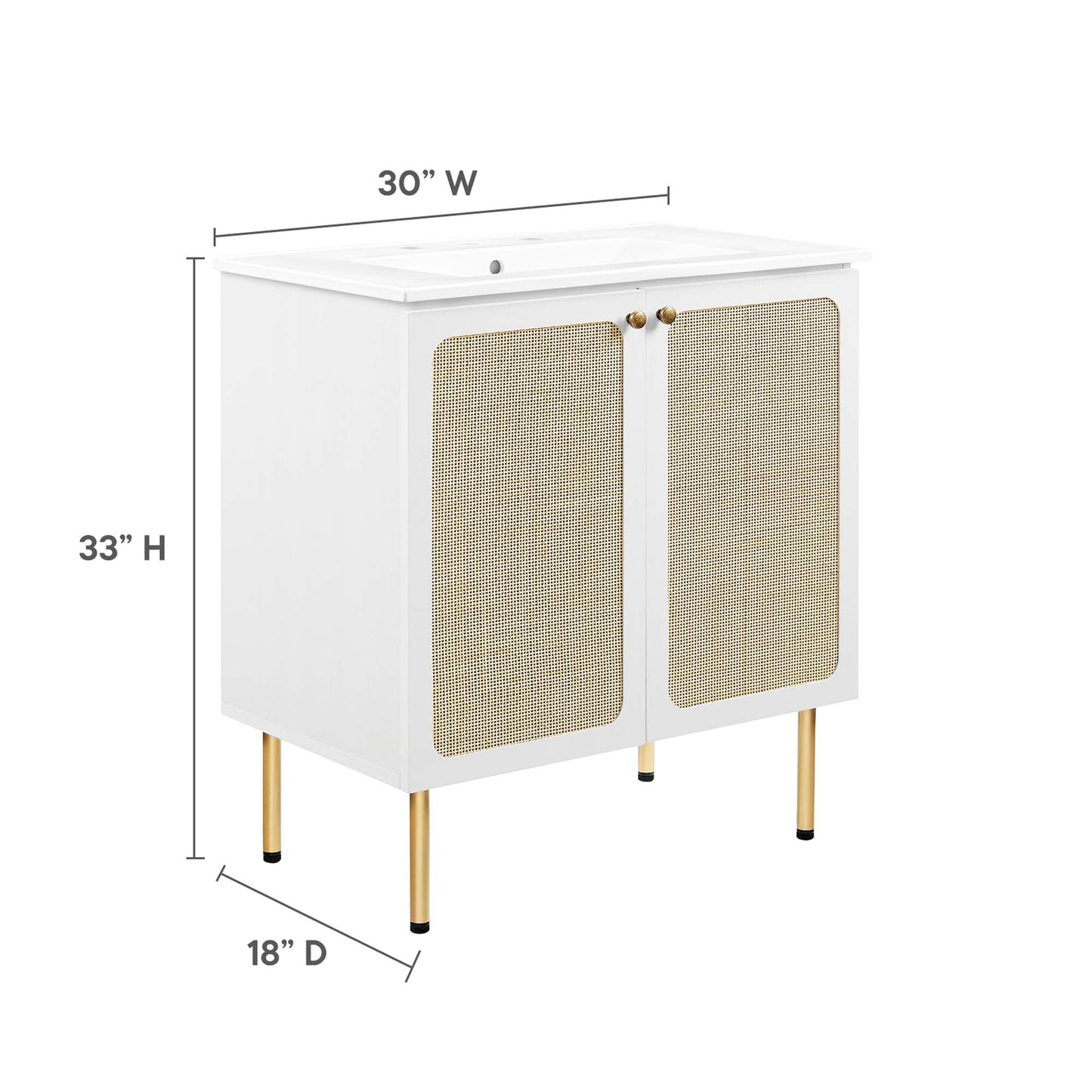 Modway furniture Chaucer Bathroom Vanity with White Basin Included - EEI-6693-BLK-WHI