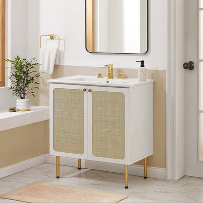 Modway furniture Chaucer Bathroom Vanity with White Basin Included - EEI-6693-BLK-WHI